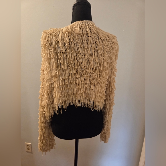 New York & Company Beige Fringe Cardigan - Picture 4 of 5